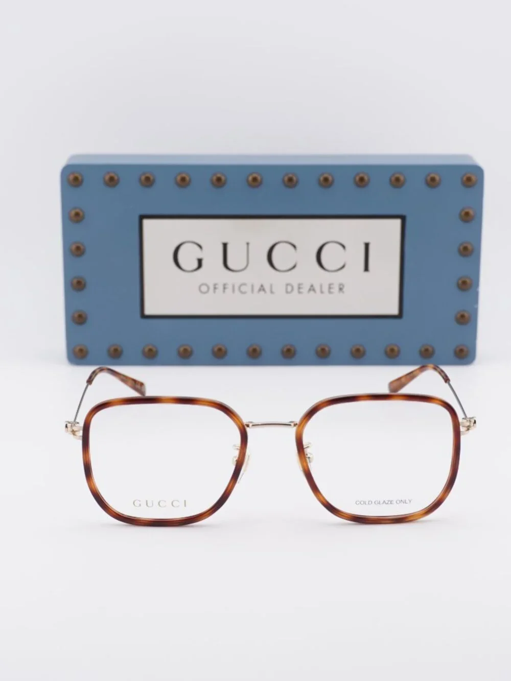 Gucci GG1852OA 002 Square Eyeglasses 53mm - Havana  / Gold